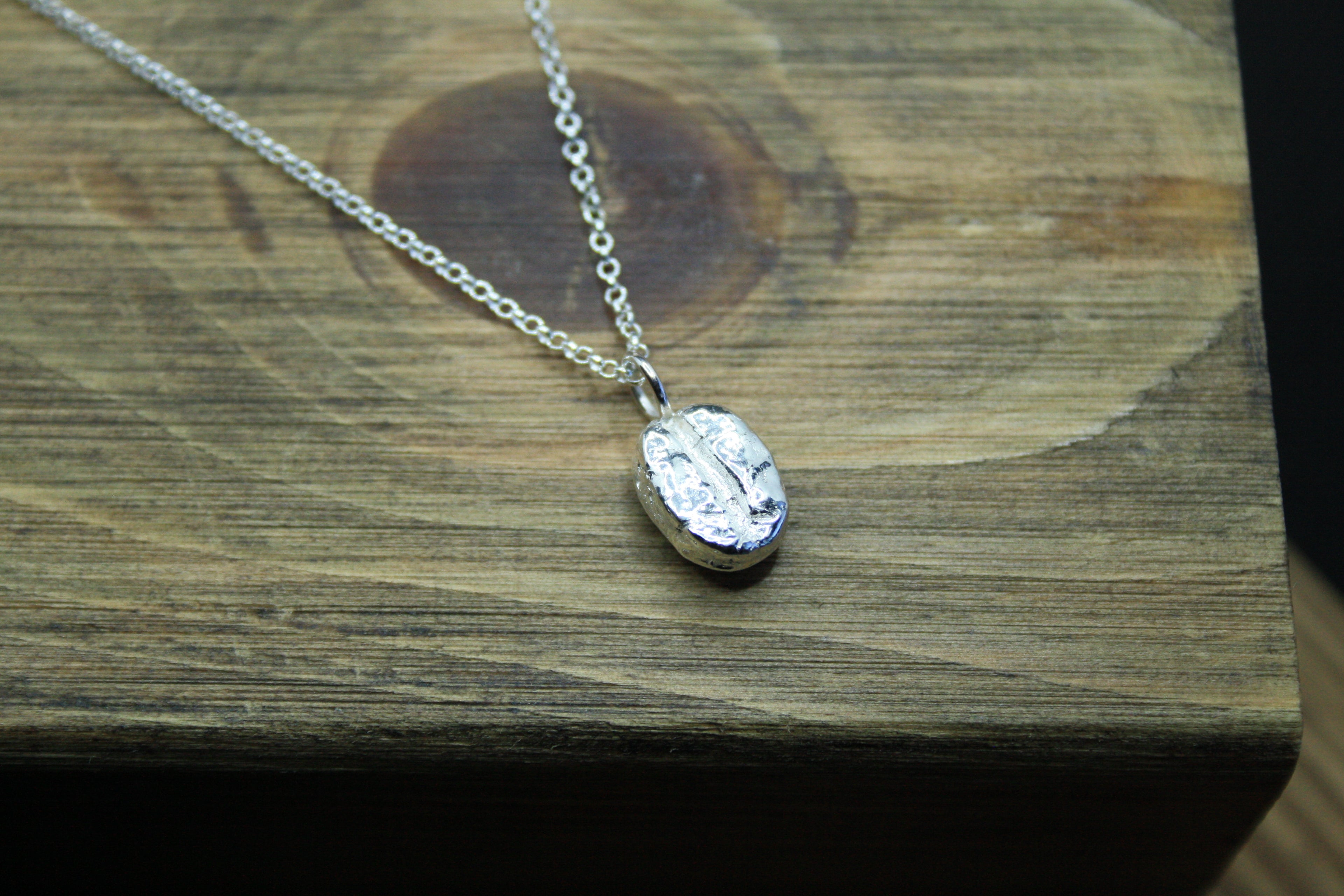 Coffee Bean Necklace - Silver